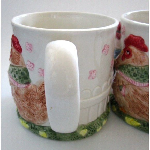 Fitz & Floyd Pig & Chicken Mugs (2) - Fitz & Floyd 1987 Bacon Eggs Pig Chick VTG - Picture 2 of 16